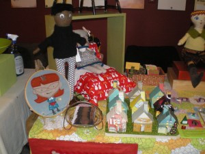 Little paper houses and hoop art.